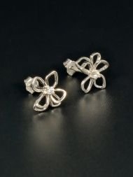 auskarai Hollow Flower sidabras 925 – su cirkoniu centre