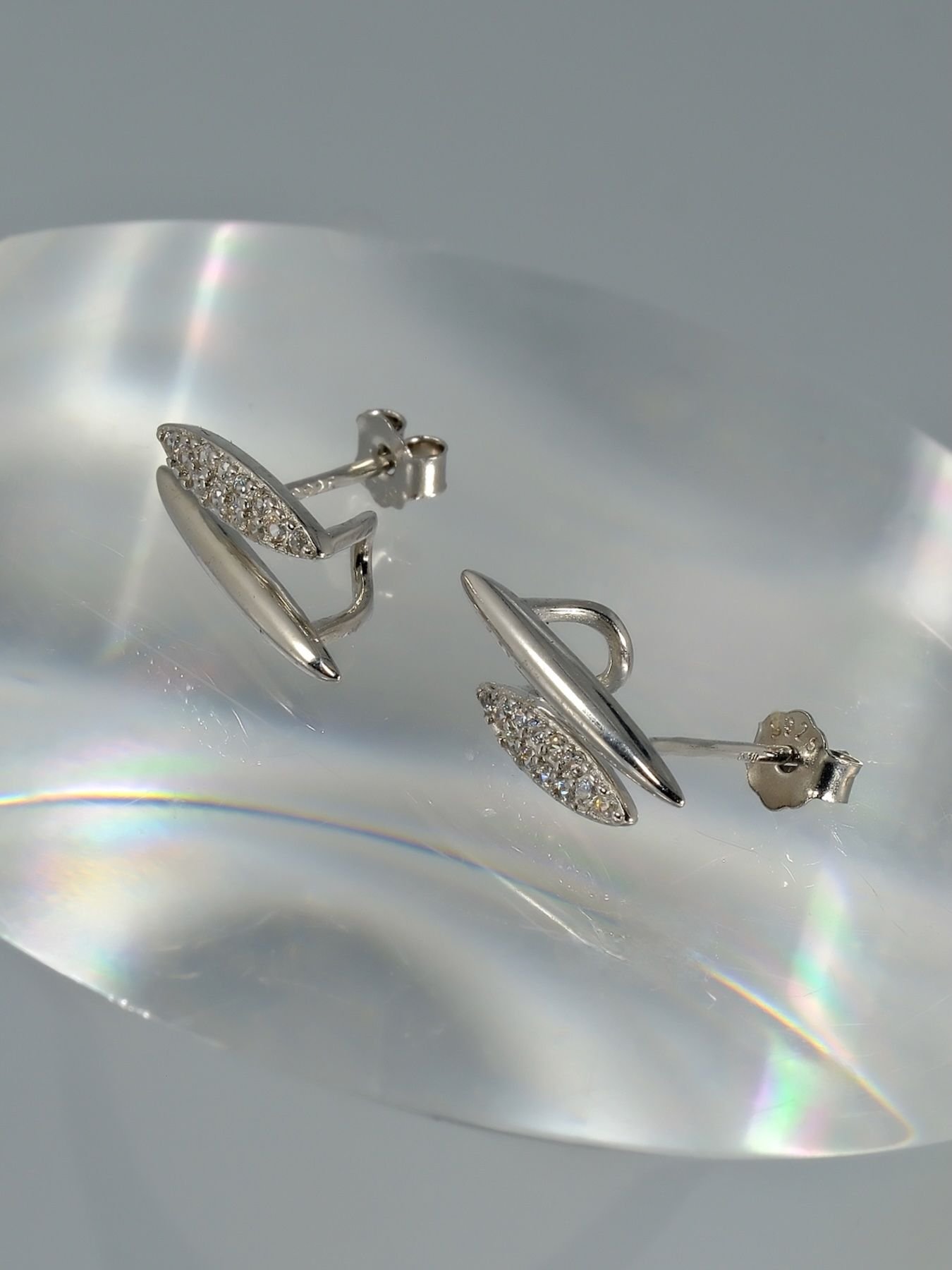 auskarai Shaped Stud sidabras 925 – su cirkoniu