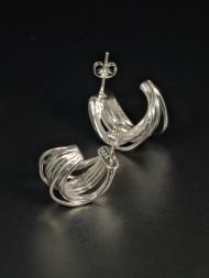 Lines earrings 925 silver – textured modern style