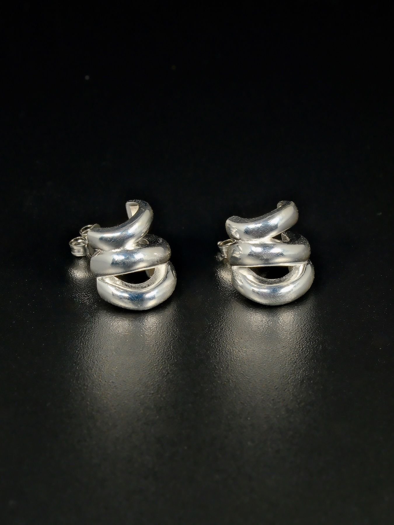 Music earrings 925 silver – sculptural modern design