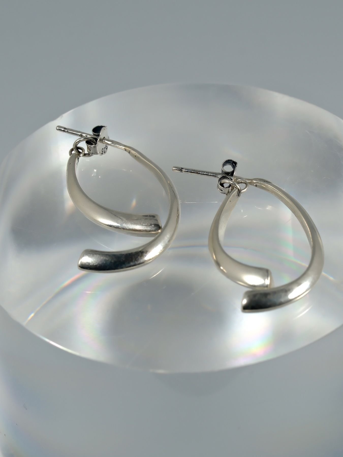 X Shape earrings 925 silver – double crescent design