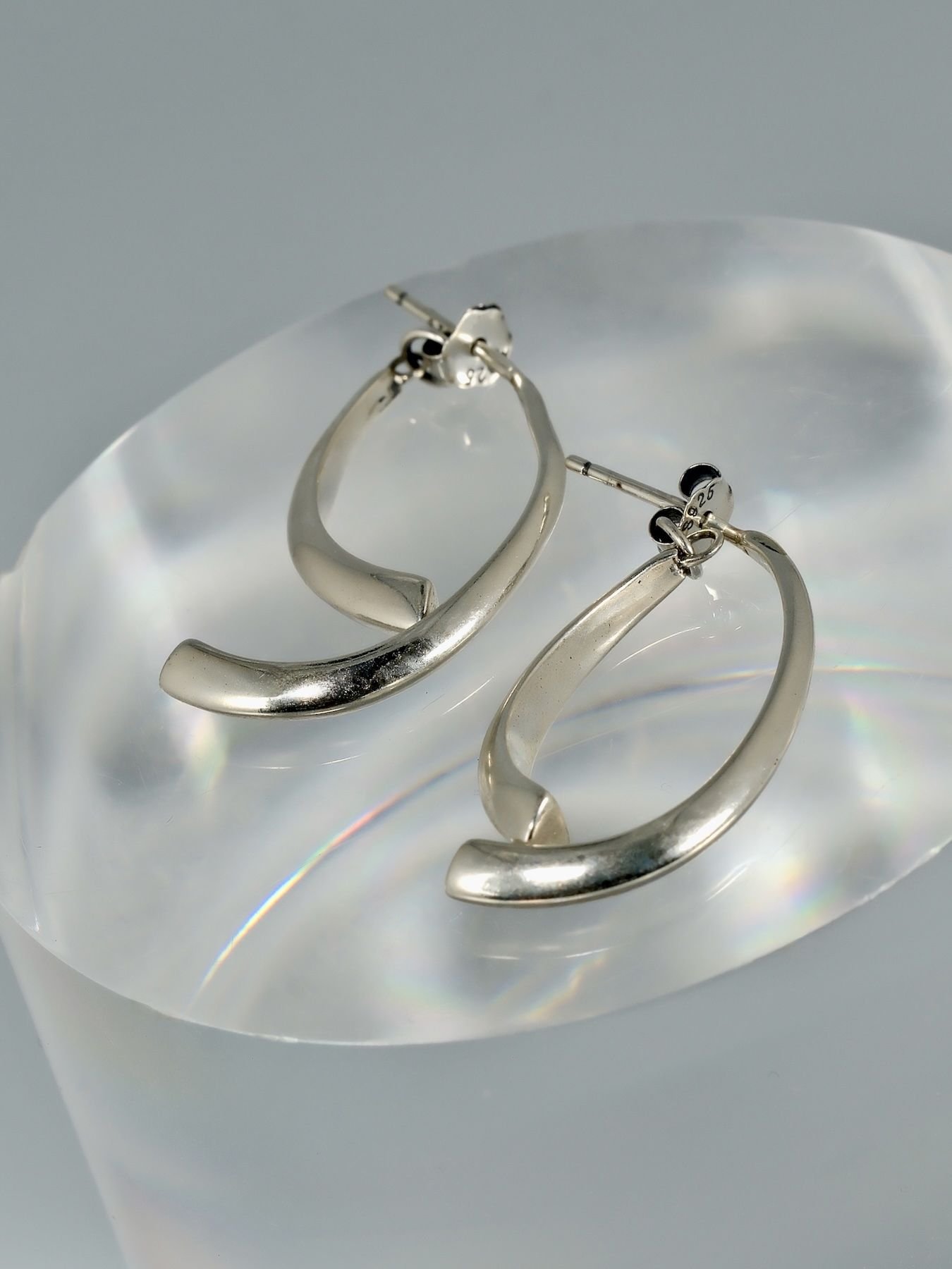 X Shape earrings 925 silver – double crescent design