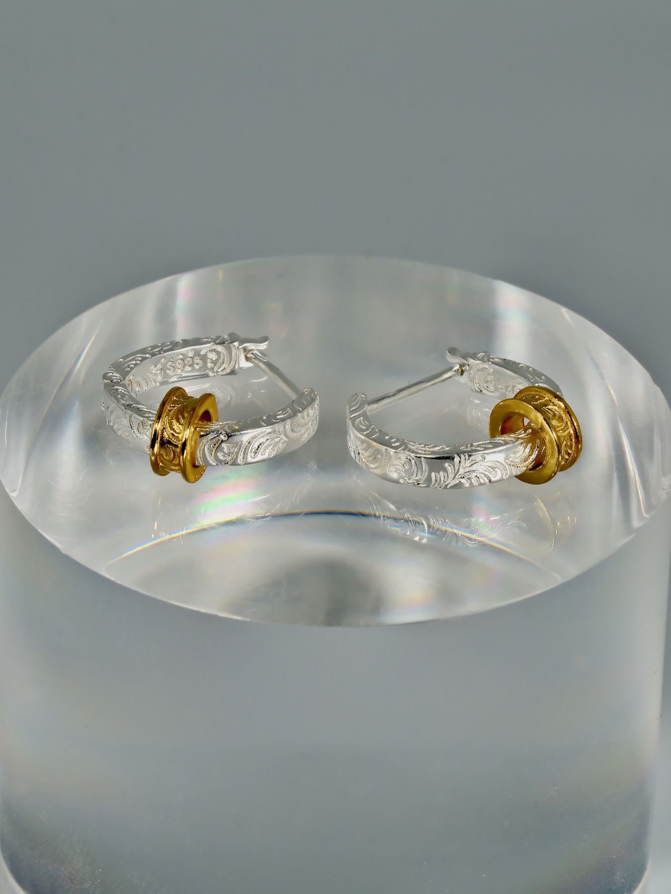 Tango earrings 925 silver – silver with gold accent