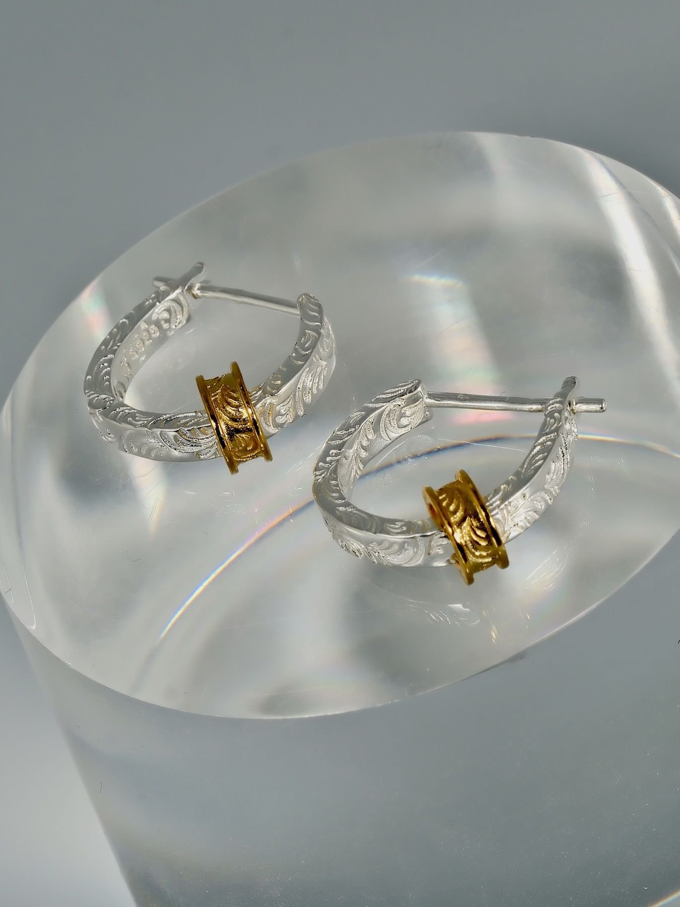 Tango earrings 925 silver – silver with gold accent